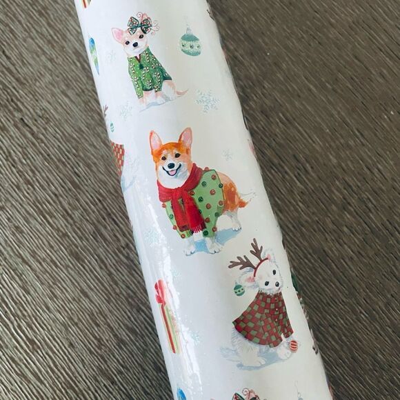 NWT Christmas Lifelike Dogs Glitter Gift Wrap Wrapping Paper Roll - Picture 3 of 4